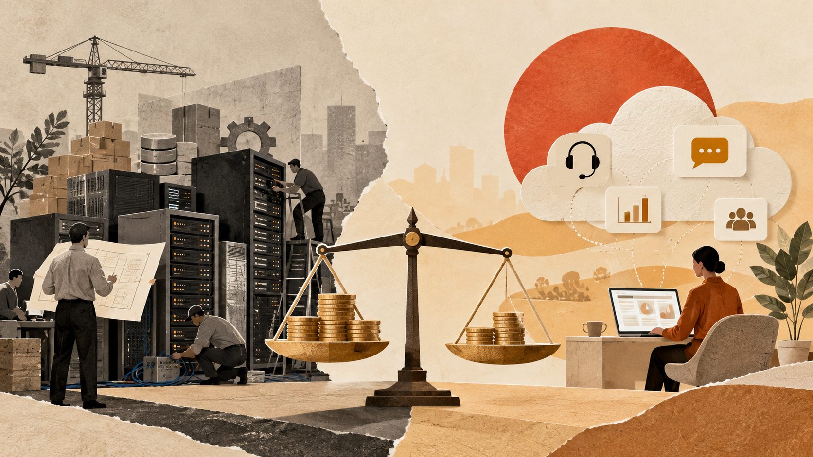 企业自建AI外呼与采购成熟SaaS成本对比的费用构成示意